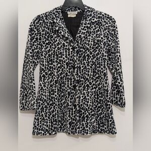 Kate Hill Black and White Leopard Print Girls Coat
